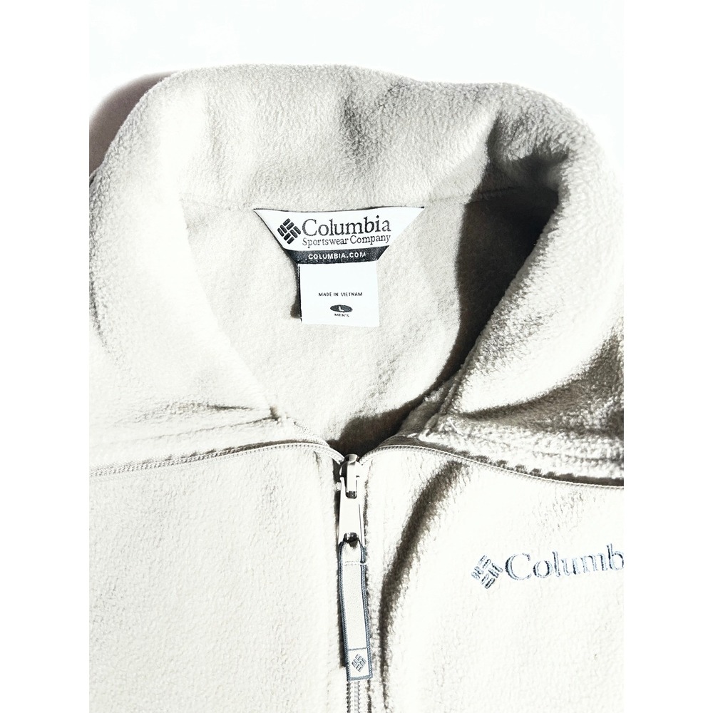 Columbia Mens Fleece Vest Tan Full Zip Sleeveless Jacket Large WM1480